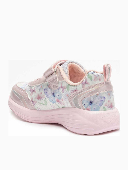 Kids Sneakers with Hoop & Loop Closure & Lights Pink