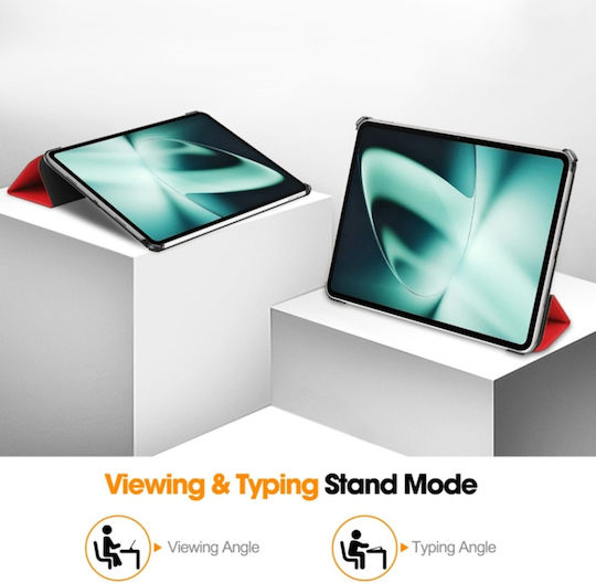 Tablet Hülle Oneplus Pad Skyddar Innovation Mehrwinkel-Stand Schlaf- und Weckfunktion Faltpro Rot Set Aufkleber