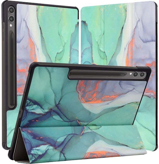 Tablet Hülle Samsung Galaxy Tab S9 Plus S9 Fe Plus S10 Plus Skyddar Innovation Mehrwinkel-Stand Schlaf- und Wachfunktion Faltpro Grün Zeit-Set Sticker