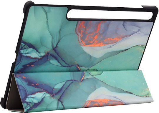 Tablet Hülle Samsung Galaxy Tab S9 Plus S9 Fe Plus S10 Plus Skyddar Innovation Mehrwinkel-Stand Schlaf- und Wachfunktion Faltpro Grün Zeit-Set Sticker