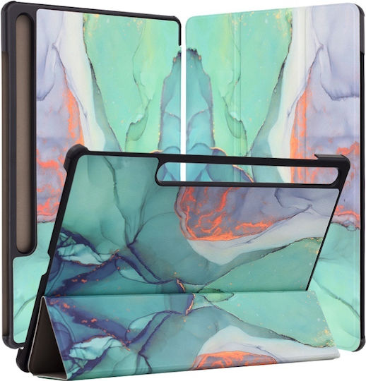 Tablet Hülle Samsung Galaxy Tab S9 Plus S9 Fe Plus S10 Plus Skyddar Innovation Mehrwinkel-Stand Schlaf- und Wachfunktion Faltpro Grün Zeit-Set Sticker