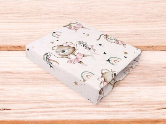 MimiNu Lenjerie De Patut Bebe Pentru Patut Din Bumbac Cu Cauciuc Roz 120x60cm