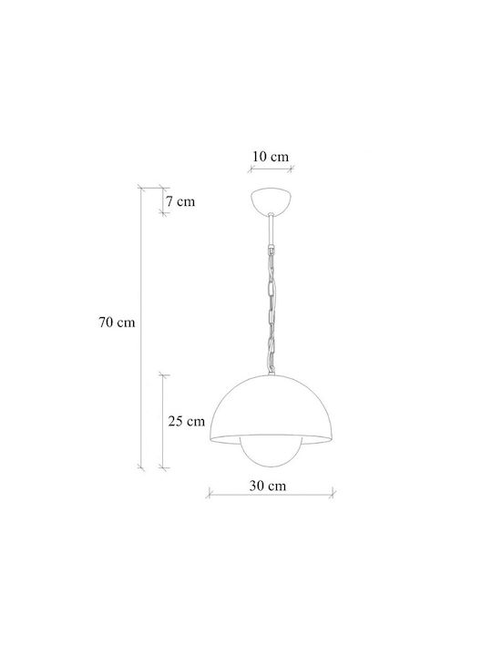 Megapap Neptun Pendant Ceiling Light Orange Bell with E27 Socket 30x30x70cm