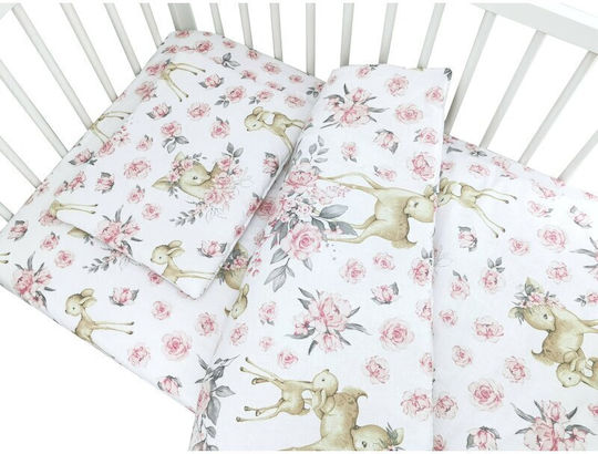 MimiNu Baby Bettwäsche-Set Für Krippe Sweet Deer Rosa 5 Stück