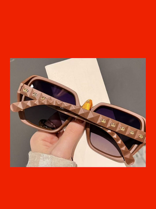 King Unisex Γυαλιά Ηλίου με Μπεζ Σκελετό και Μωβ Polarized Φακό SUNKI345-SN026