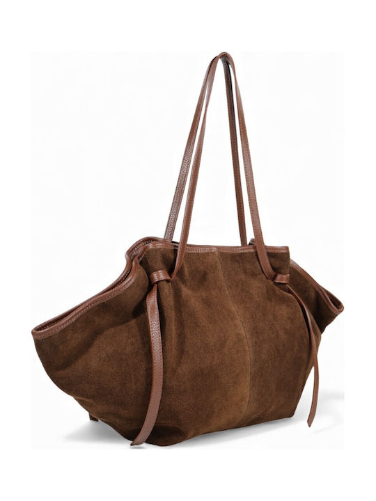 Damentasche aus Leder  Suede Braune Shopper Tasche