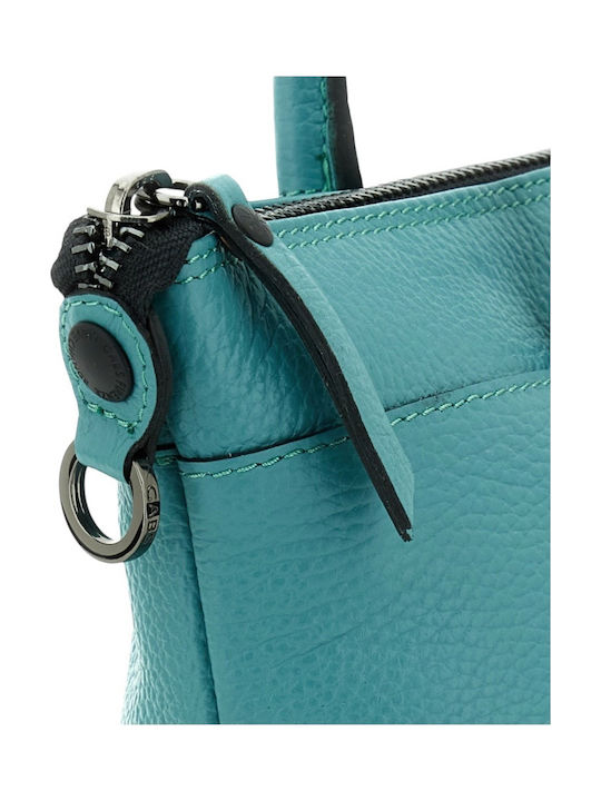 Leather Women's Shopper Shoulder Bag Petrol