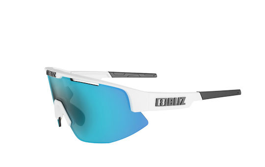 Bliz Cycling Glasses Matrix With White Frame And Mirror Dark Transparent Lenses