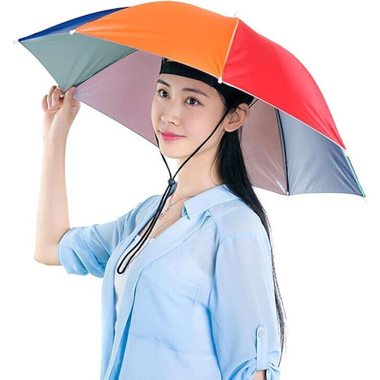 Head Umbrella Alista Home 69 Cm Diameter Adjustable Head Strap Uv Rain Protection Rainbow