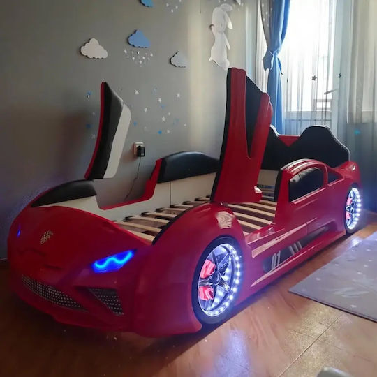 Kinderbett Auto Sportart mit Türen Oben Rote 207x105x45cm