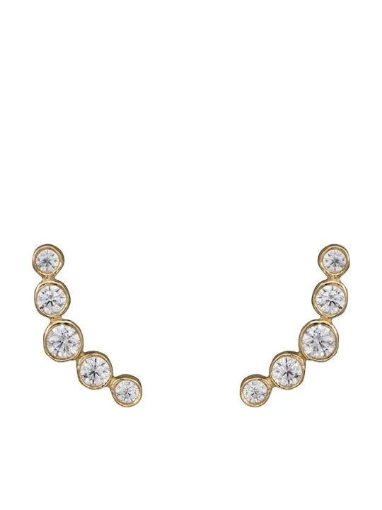 Gold Stud Earrings with Stones 9K