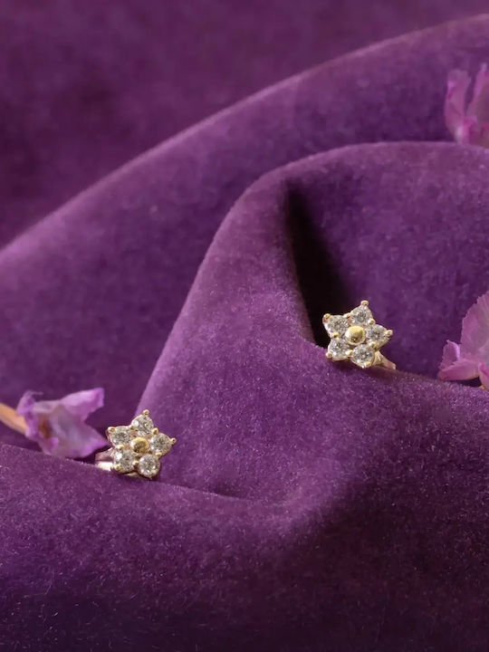 Gold Stud Earrings with Stones