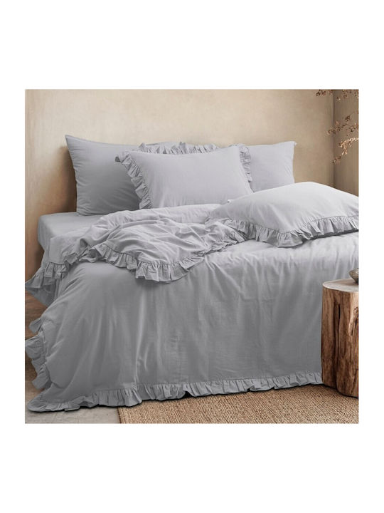 Majoli Bahar Set Huse Pentru Pilote 100% Bumbac Dublu Cu 2 Fețe De Pernă & 1 Cearceaf 200x220cm Albastru Cer