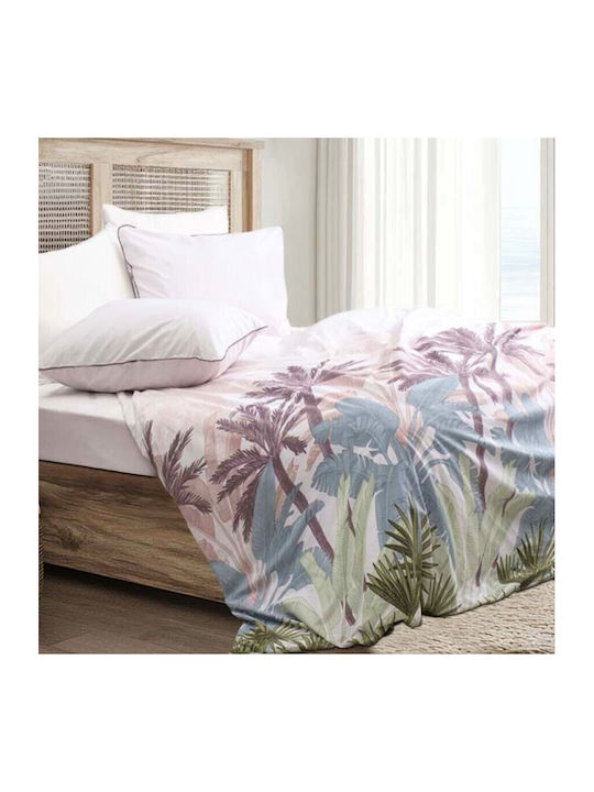 Majoli Bahar Set Huse Pentru Pilote 100% Bumbac Dublu Cu 2 Fețe De Pernă & 1 Cearceaf 200x220cm Palmera Garnet