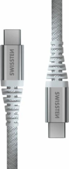 Swissten Kevlar USB-C Cable USB-C 60W 3A Extra Durable 1.5m White