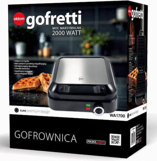 Eldom Aparat Vafe Pentru Vafe Pătrate 4 Compartimente 1500W