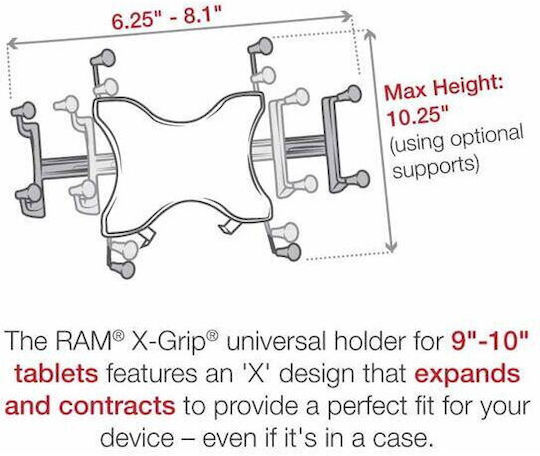Ram Mounts Ram X-grip Стойка С Топка За Таблети 9"-11" Многоцветен