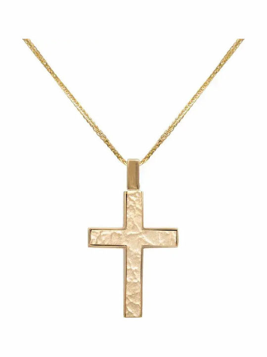 Men's Gold Cross 9K Double Sided with Chain