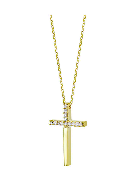 Kiriakos Gofas Damen Gold Kreuz 9K mit Kette