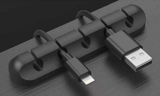 Cable Organizer Alista Home Cable Clips Double Adhesive Fixing Silicone 5 Slots Black
