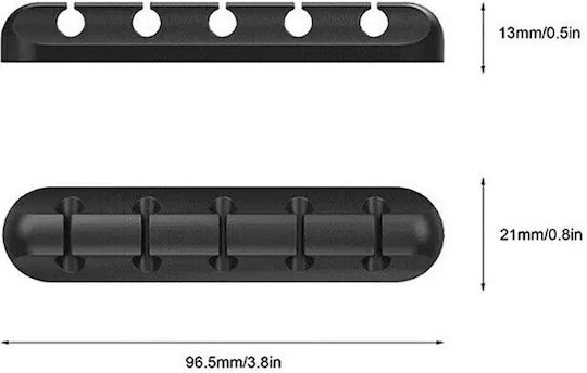 Cable Organizer Alista Home Cable Clips Double Adhesive Fixing Silicone 5 Slots Black