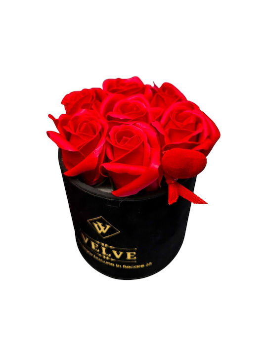 Pachet Special De Valentine Tommy Bear Aranjament 20 Cm 7 Trandafiri Săpun În Cutie Elegantă