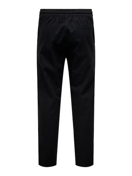 Herrenhose Chino Elastisch Verjüngt Schwarz