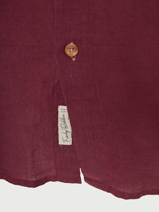 Long Sleeve Linen Shirt in Regular Fit Burgundy