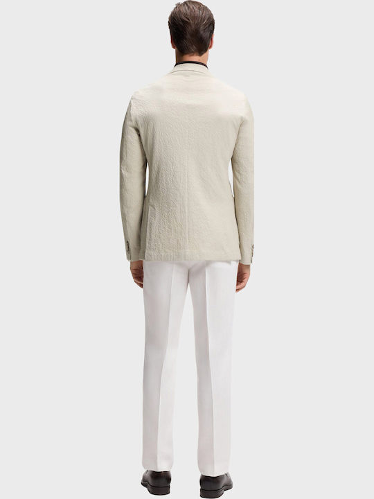 Ανδρικό Σακάκι με Στενή Εφαρμογή Light Beige