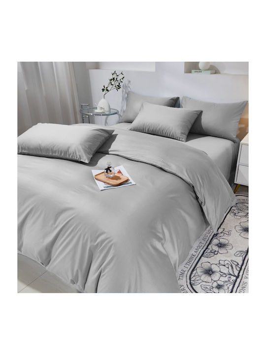 Σετ Παπλωματοθήκη Βαμβακέρή Μονή 160x240cm 1 Μαξιλαροθήκη & 1 Σεντόνι Γκρι