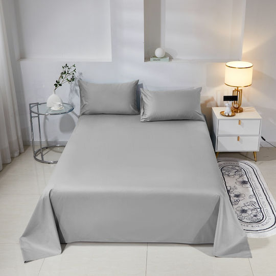 Σετ Παπλωματοθήκη Βαμβακέρή Μονή 160x240cm 1 Μαξιλαροθήκη & 1 Σεντόνι Γκρι
