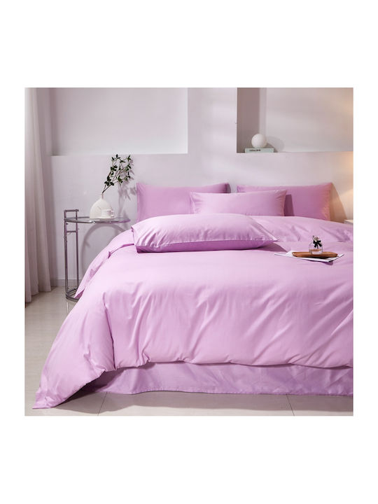Σετ Παπλωματοθήκη Βαμβακέρή Μονή 160x240cm 1 Μαξιλαροθήκη & 1 Σεντόνι Λιλά