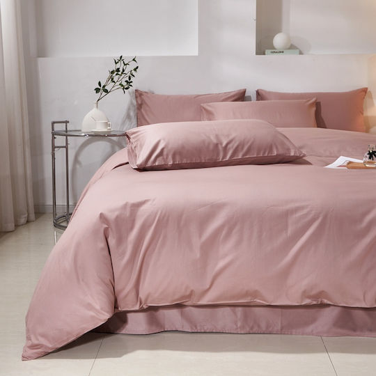 4 Seasons Collection Bettbezug Baumwolle Moni 160x240cm 1 Kissenbezug & 1 Bettlaken Rosa