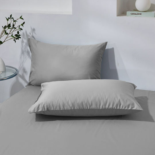Σετ Παπλωματοθήκη Βαμβακέρή Μονή 160x240cm 1 Μαξιλαροθήκη & 1 Σεντόνι Γκρι