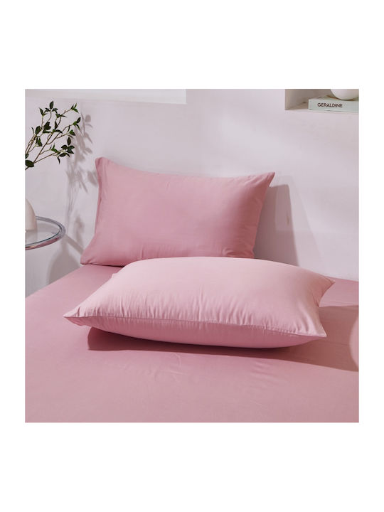 Cotton Single Duvet Cover Set 160x240cm 1 Pillowcase & 1 Bed Sheet Pink