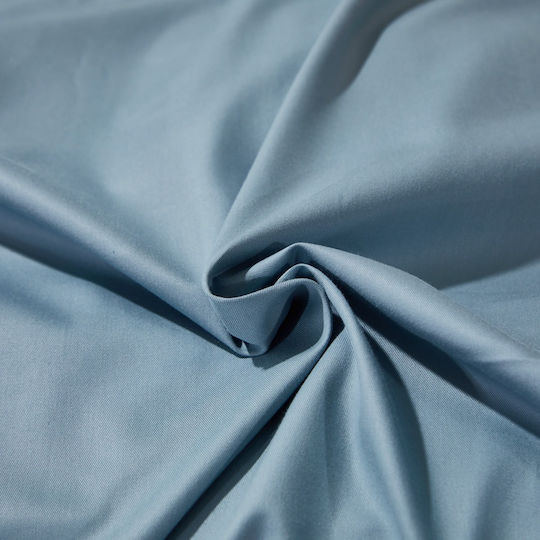 Single Cotton Duvet Cover Set 160x240cm 1 Pillowcase & 1 Bed Sheet Gray Blue