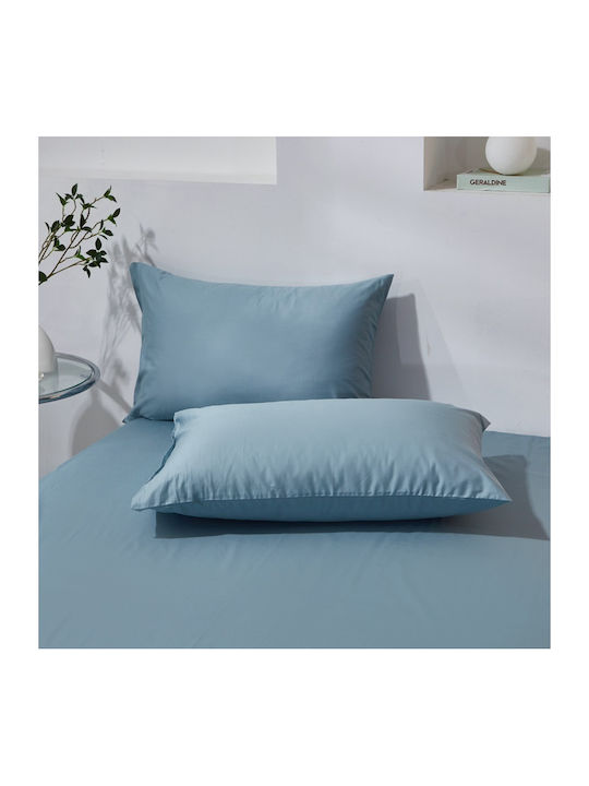 Σετ Παπλωματοθήκη Βαμβακέρή Μονή 160x240cm 1 Μαξιλαροθήκη & 1 Σεντόνι Γκριζομπλέ