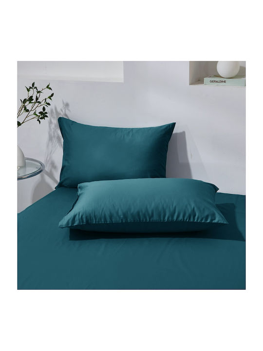 Σετ Παπλωματοθήκη Βαμβακέρή Μονή 160x240cm 1 Μαξιλαροθήκη & 1 Σεντόνι Τιρκουάζ
