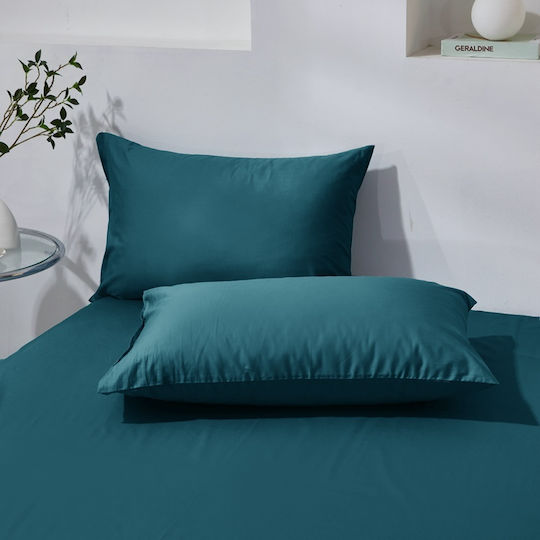 Σετ Παπλωματοθήκη Βαμβακέρή Μονή 160x240cm 1 Μαξιλαροθήκη & 1 Σεντόνι Τιρκουάζ