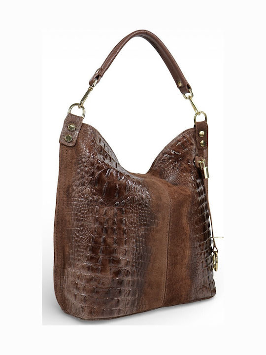 Damentasche aus Leder Shopper Schulter Braun
