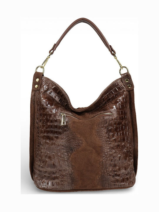 Damentasche aus Leder Shopper Schulter Braun