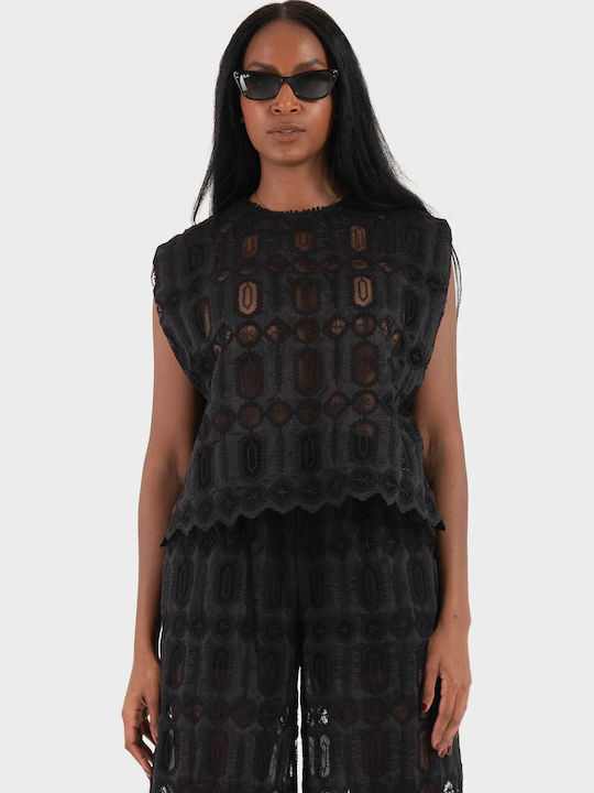 Women's Blouse Sleeveless Black M39F0115-Black