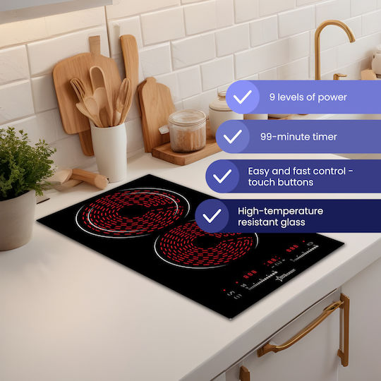 Starcrest Domino Ceramic Autonomous Cooktop With Lock Mode 52x30cm SEH-32S8