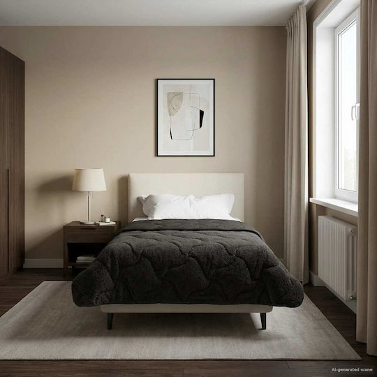 vidaXL Κουβέρτα Fleece Μονή 155x220εκ. Ανθρακί