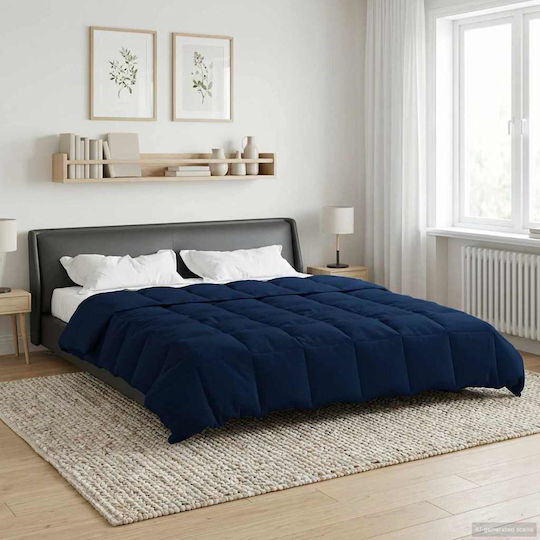 vidaXL Velvet Blanket Double 240x260cm Dark Blue