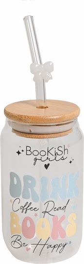 Drink Books Glas Wasser Brille mit Strohhalm