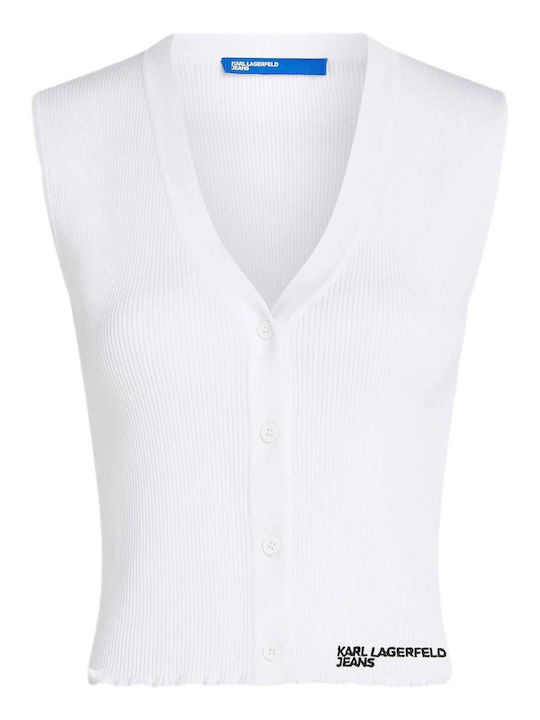 Karl Damen Ärmelloser Pullover Weiß