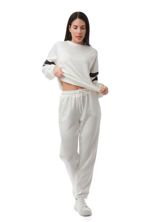 Weißes Set Damenhose Bluse