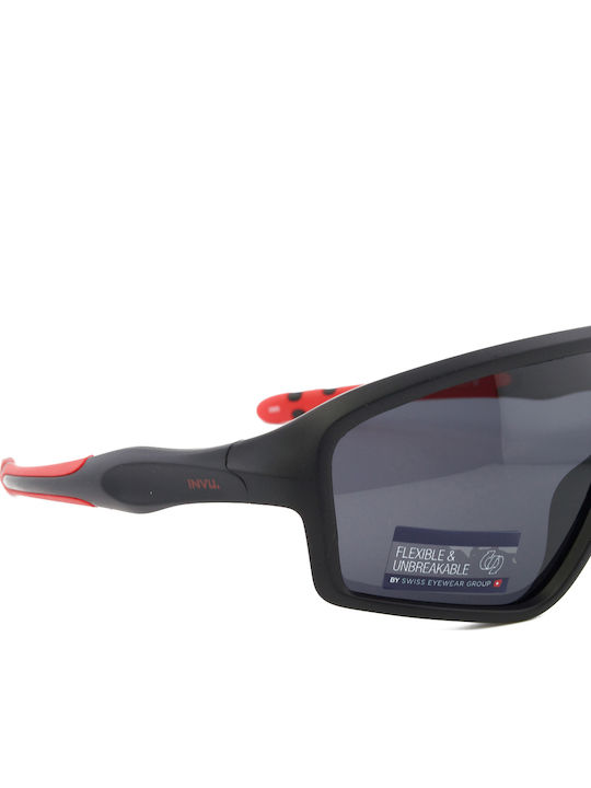 Invu Αθλητικά Παιδικά Γυαλιά Ηλίου με Polarized Φακό Μαύρα για 4-7 Ετών