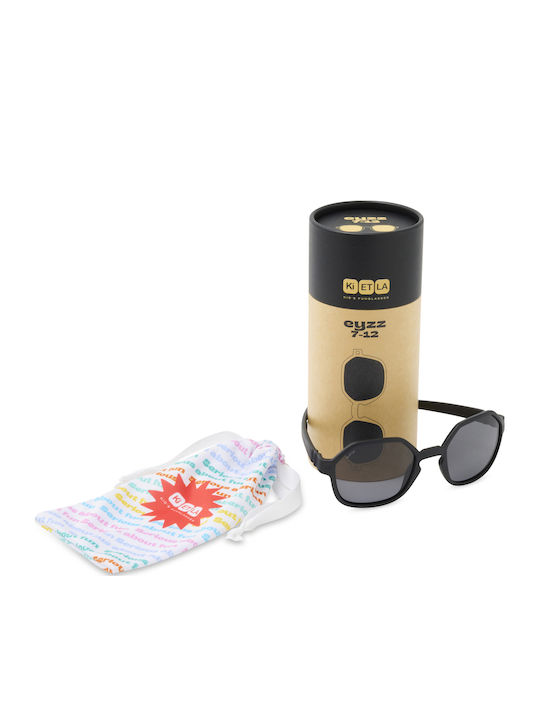 KiETLA Unbreakable Geometric Kids Sunglasses with Polarized Lens Black for 6-12 Years